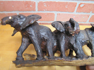 Old Ironwood Elephant Family Herd Sculpture large detailed hand carved artwork