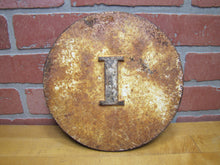 Load image into Gallery viewer, &quot;I&quot; Old Cast Iron RailRoad Sign Plaque RR Marker Station Island Interlock
