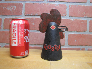 ROOSTER Vintage Cast Metal Paperweight Figural Head Farm Barn Chicken Bird