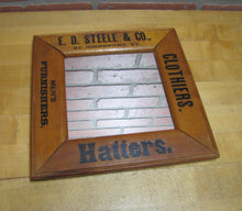 Load image into Gallery viewer, E D STEELE &amp; Co ST JOHNSBURY VT CLOTHIERS HATTERS Antique Wooden Frame Advertising Mirror Sign Impressed Lettering
