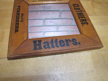 Load image into Gallery viewer, E D STEELE &amp; Co ST JOHNSBURY VT CLOTHIERS HATTERS Antique Wooden Frame Advertising Mirror Sign Impressed Lettering
