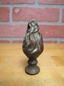 Antique Bronze Flame Finial Ornate Torch Decorative Arts Hardware Element