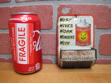 Load image into Gallery viewer, WISE WIVES WORK WONDERS WITH SOLARINE OLD TIN LITHO MATCH HOLDER METAL POLISH AD
