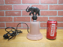 Load image into Gallery viewer, CIRCUS ELEPHANT ON BALL Art Deco Budoir Tiered Pink Glass Lamp Light Figural Topper
