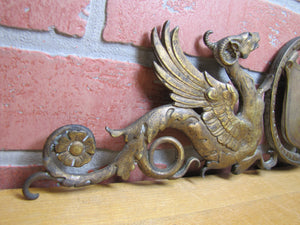 WINGED SERPENTS GRIFFIN MONSTERS BEASTS Antique Ornate Brass Decorative Arts Hardware Element