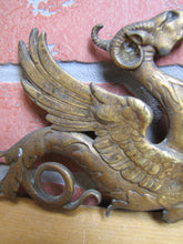 Load image into Gallery viewer, WINGED SERPENTS GRIFFIN MONSTERS BEASTS Antique Ornate Brass Decorative Arts Hardware Element
