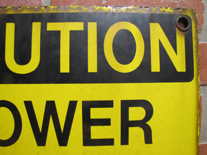 CAUTION LOWER ANTENNA Original Old Porcelain Sign Shop Car Wash Industrial RR Subway Safety Ad