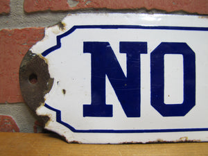 NO ADMITTANCE Original Old Blue & White Porcelain Sign Industrial Shop Business Railroad Subway Safety Advertising