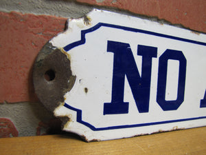 NO ADMITTANCE Original Old Blue & White Porcelain Sign Industrial Shop Business Railroad Subway Safety Advertising