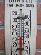 Load image into Gallery viewer, JEDDO HIGHLAND COAL Orig Old Wooden Advertising Thermometer Sign FLAMES Robert E Brader 1501 Gordon Street
