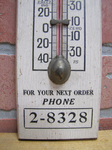 JEDDO HIGHLAND COAL Orig Old Wooden Advertising Thermometer Sign FLAMES Robert E Brader 1501 Gordon Street