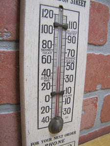 JEDDO HIGHLAND COAL Orig Old Wooden Advertising Thermometer Sign FLAMES Robert E Brader 1501 Gordon Street