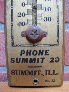 RADDATZ BROS CO SUMMIT ILL COAL WOOD ICE Old Wooden Advertising Thermometer Sign PHONE SUMMIT 20