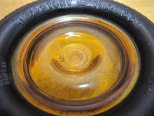 Load image into Gallery viewer, Old FIRESTONE BALLOON TIRE Ashtray Rare AMBER GLASS HUBCAP Gas Oil Auto Truck Ad
