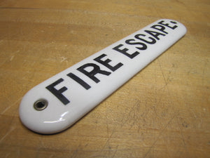 FIRE ESCAPE Original Old Ceramic Porcelain Material Safety Advertising Sign