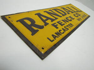 RANDALL FENCE Co LANCASTER WH 2-3423 Original Old Embossed Tin Advertising Sign