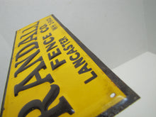 Load image into Gallery viewer, RANDALL FENCE Co LANCASTER WH 2-3423 Original Old Embossed Tin Advertising Sign
