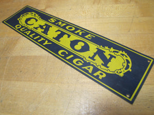 SMOKE CATON QUALITY CIGAR Original 1920s Tin Store Advertising Sign