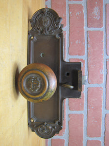 U.S.P. Emblem Logo Antique Bronze Advertising Door Lock Set Architectural Hardware Element Ornate USP