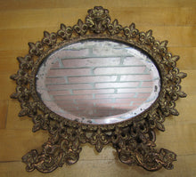 Load image into Gallery viewer, Antique Griffin Dragon Beast Fleur De List Bevel Edge Easel Back Mirror 7361
