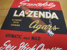 Load image into Gallery viewer, LA-ZENDA CIGARS Original Old Store Display Advertising Sign AIRPLANE SMOKE CLOUD Blended with Havana Aromatic and Mild Sky High Quality
