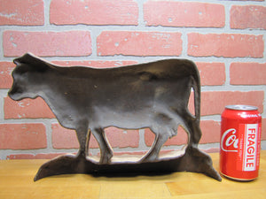 Old Cast Iron Enamel Cow Cattle Farm Butcher Shop Advertising Doorstop Artwork Exquisite Statue