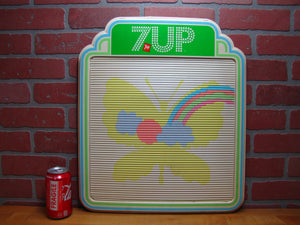 7UP Vintage Soda Advertising Sign BUTTERFLY Menu Board Peter Max Style Groovy Everbrite Electric Signs South Milwaukee Wis Union Label