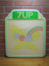 Load image into Gallery viewer, 7UP Vintage Soda Advertising Sign BUTTERFLY Menu Board Peter Max Style Groovy Everbrite Electric Signs South Milwaukee Wis Union Label
