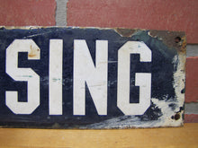 Load image into Gallery viewer, NO TRESPASSING Original Old Porcelain Sign Junkyard Repair Shop Ad Patina
