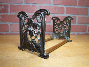 Antique Beautiful Maiden Flowers Decorative Arts Expandable Book Rack Bookends