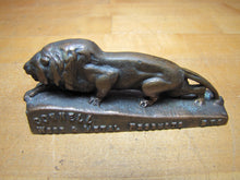 Load image into Gallery viewer, CONNELL WOOD &amp; METAL PRODUCTS NYC LION Antique Brass Advertising Paperweight
