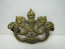 Load image into Gallery viewer, Antique Dragon Serpent Beast Torch Flames Brass Pull Handle Hardware Element
