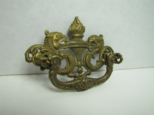 Load image into Gallery viewer, Antique Dragon Serpent Beast Torch Flames Brass Pull Handle Hardware Element
