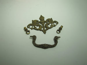 Antique Dragon Serpent Beast Torch Flames Brass Pull Handle Hardware Element