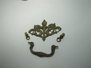 Antique Dragon Serpent Beast Torch Flames Brass Pull Handle Hardware Element