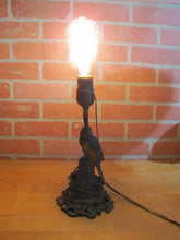 Load image into Gallery viewer, PARROT ON STUMP Antique Cast Iron Decorative Art Lamp htf unique old bird light
