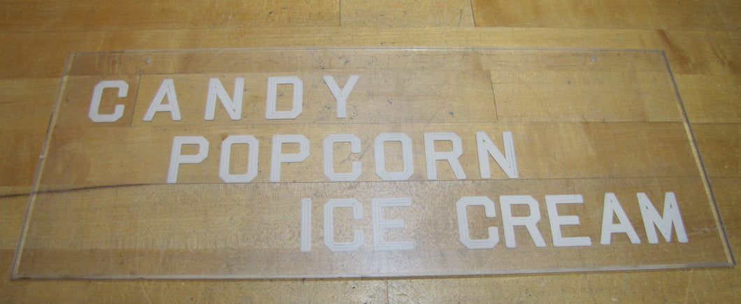 CANDY POPCORN ICE CREAM Old Theatre Concession Stand Boardwalk Carnival Advertising Sign