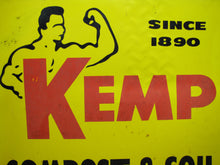 Load image into Gallery viewer, KEMP COMPOST &amp; SOIL SHREDDERS Old Feed Seed Hardware Store Dealer Advertising Sign Since 1890
