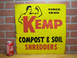 KEMP COMPOST & SOIL SHREDDERS Old Feed Seed Hardware Store Dealer Advertising Sign Since 1890