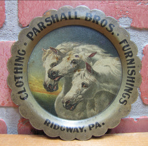 PARSHALL BROS RIDGWAY PA CLOTHING FURNISHINGS Old Advertising Tray HD BEACH Coshocton Ohio