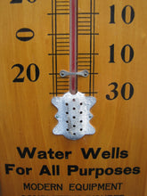 Load image into Gallery viewer, L A CASTER WELL DRILLING PUMPS WATER SYS CLEVELAND NY Old Wooden Advertising Thermometer
