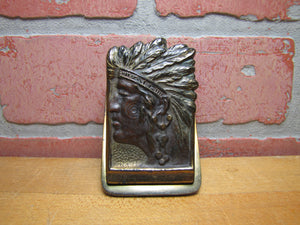 Native American Indian Chief Antique Paper Clip Weight Decorative Arts Judd Mfg Co
