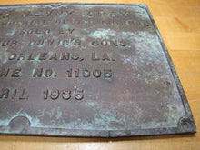 Load image into Gallery viewer, TUG HENRY GRAY ATLAS IMPERIAL DIESEL ENGINES SOLD BY ARTHUR DUVIC&#39;S SONS NEW ORLEANS LA ENGINE NO 11005 1935 Old Bronze Builders Dealers Boat Plaque Sign Plate
