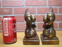 Load image into Gallery viewer, ARMOR BRONZE Co Taunton Mass 1920s Decorative Arts Scottish Terrier Puppy Bowtie Begging Pair Bronze Clad Figural Bookends
