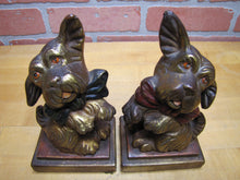 Load image into Gallery viewer, ARMOR BRONZE Co Taunton Mass 1920s Decorative Arts Scottish Terrier Puppy Bowtie Begging Pair Bronze Clad Figural Bookends
