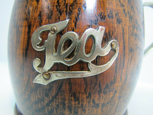 Antique Victorian 1800's Tea Caddy w Handle & Lid EPNS Wood Porcelain Ornate