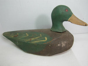 Vtg Duck Decoy - Folk Art hand carved mid 1900s hand painted crafted wood