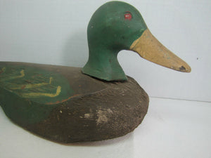 Vtg Duck Decoy - Folk Art hand carved mid 1900s hand painted crafted wood