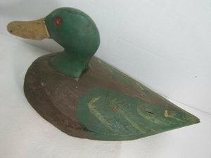 Vtg Duck Decoy - Folk Art hand carved mid 1900s hand painted crafted wood