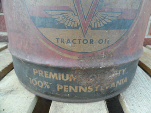 Old VEEDOL FLYING V OIL Can 5 gallon auto truck gas shop tractor advertising